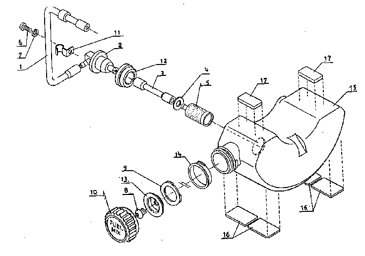 Fuel Tank Diagram and Parts List for 271281610  Craftsman Trimmer