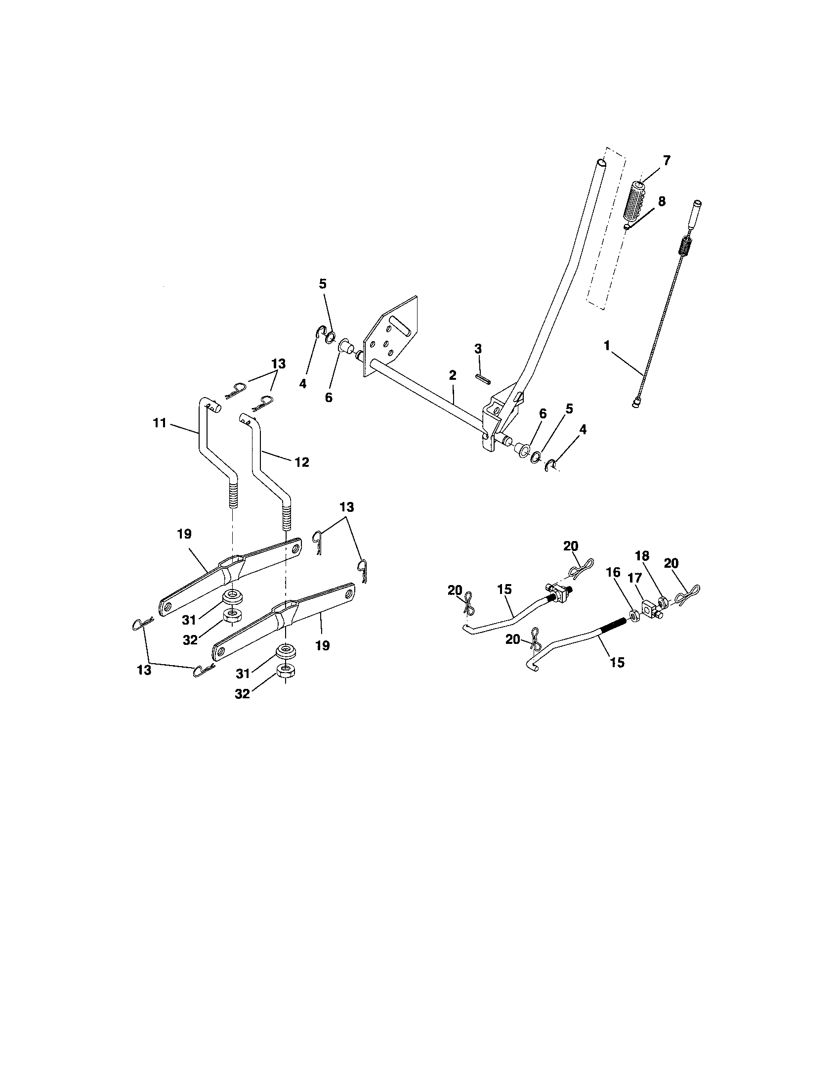 Lift Assembly Diagram and Parts List for 917276780  Craftsman Lawn Tractor