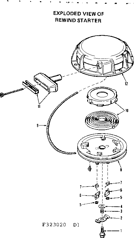 Rewind Starter Diagram and Parts List for 580323020  Craftsman Engine
