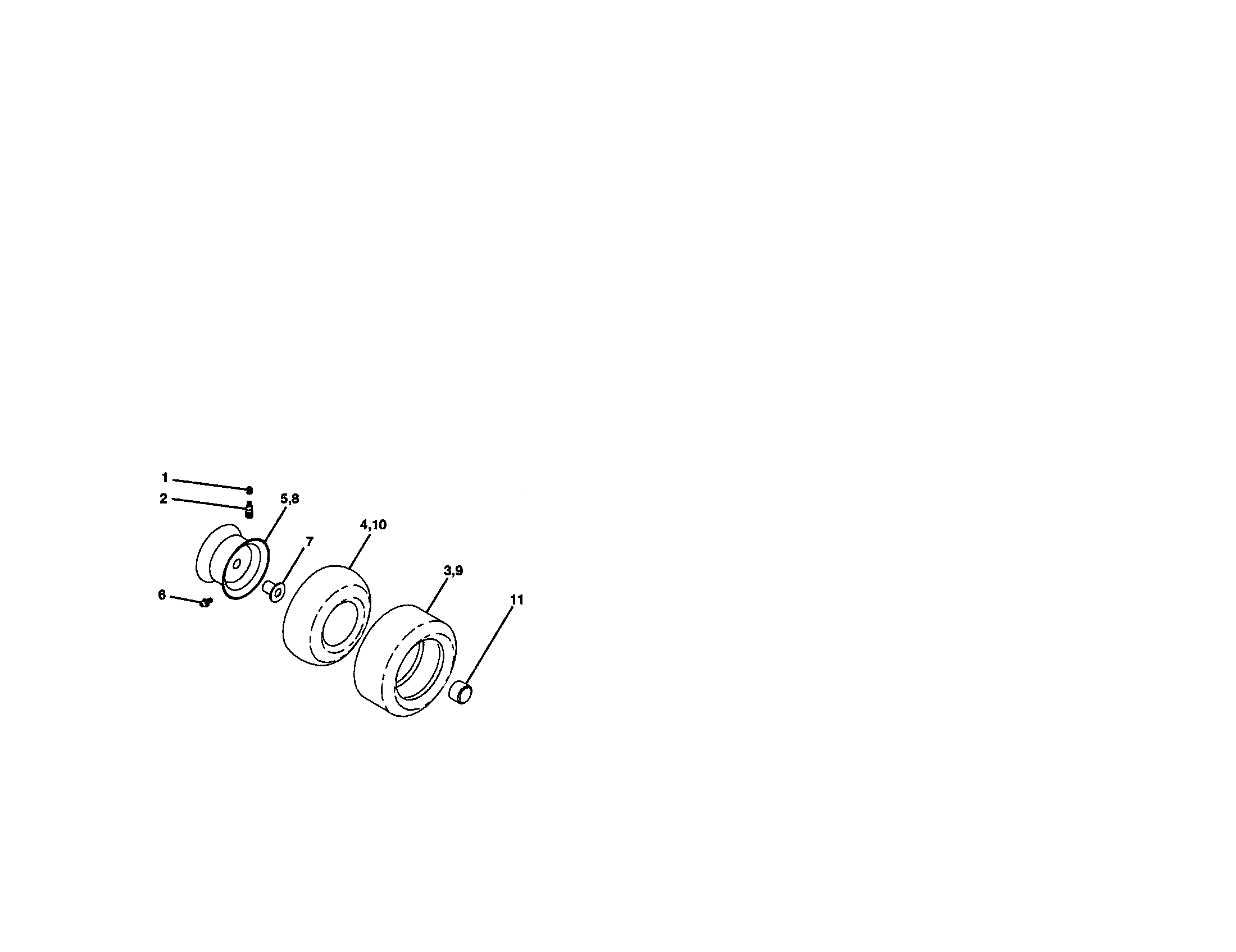 Wheels And Tires Diagram and Parts List for 917271063  Craftsman Lawn Tractor