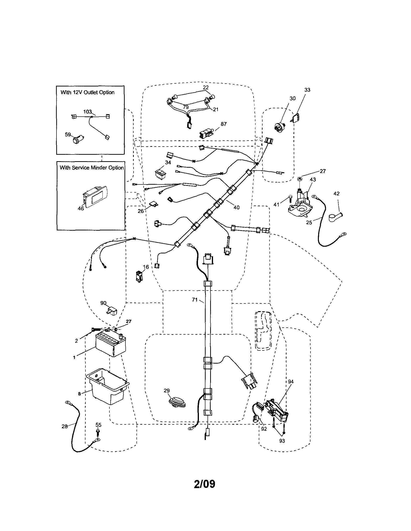 Electrical Diagram and Parts List for 917289070  Craftsman Lawn Tractor
