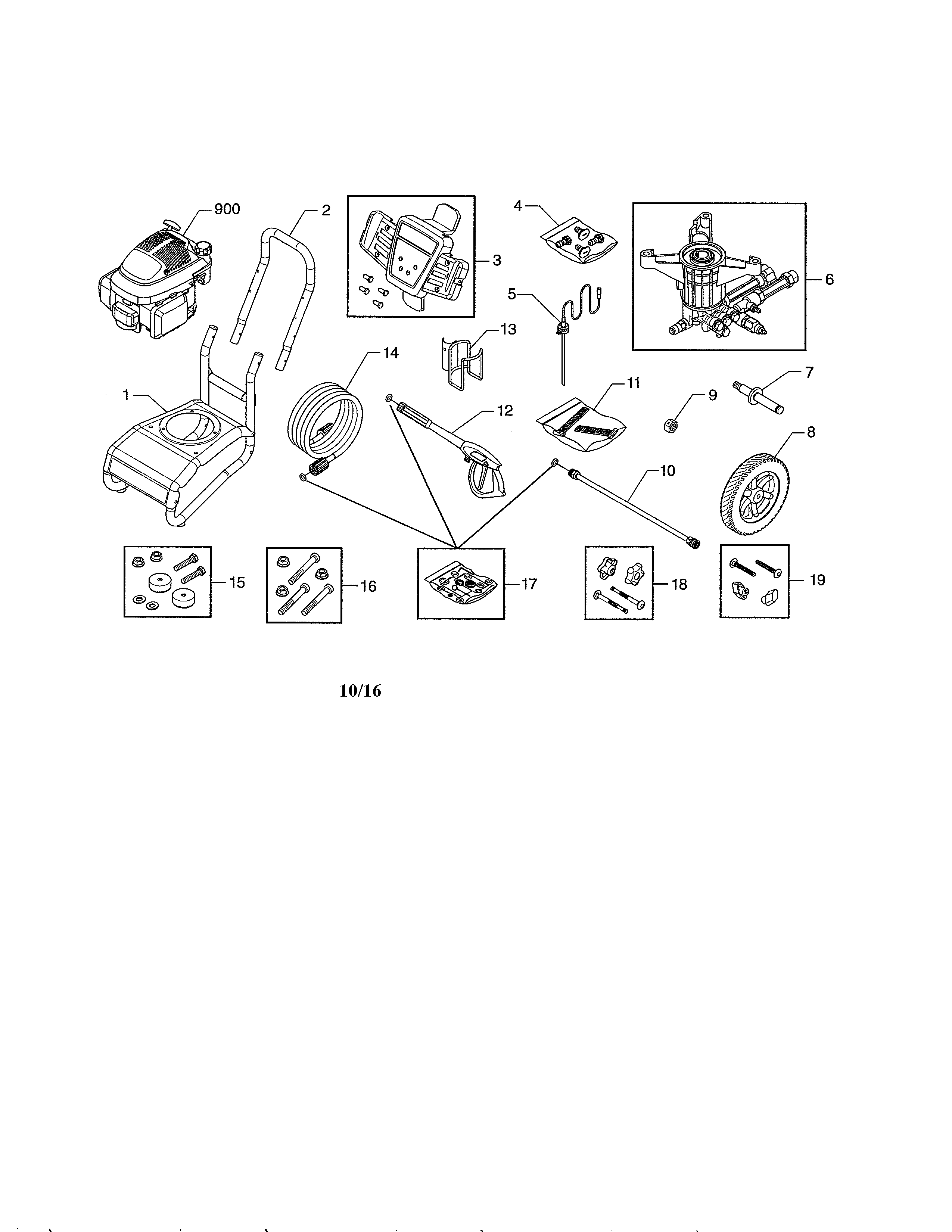 Main Unit Diagram and Parts List for 580754911  Craftsman Pressure Washer
