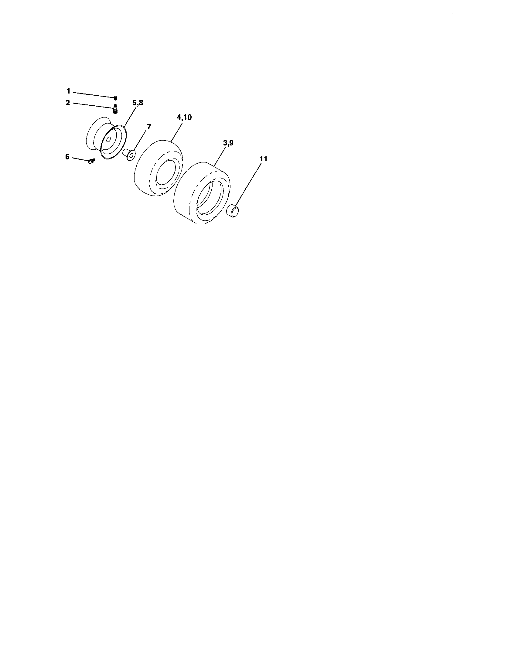 Wheels And Tires Diagram and Parts List for 917276411  Craftsman Lawn Tractor