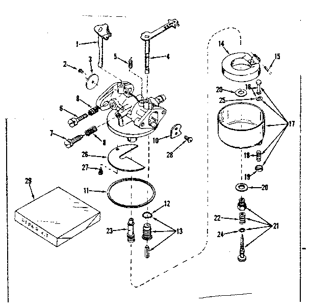 Carburetor No. 630956 Diagram and Parts List for 143531122  Craftsman Engine