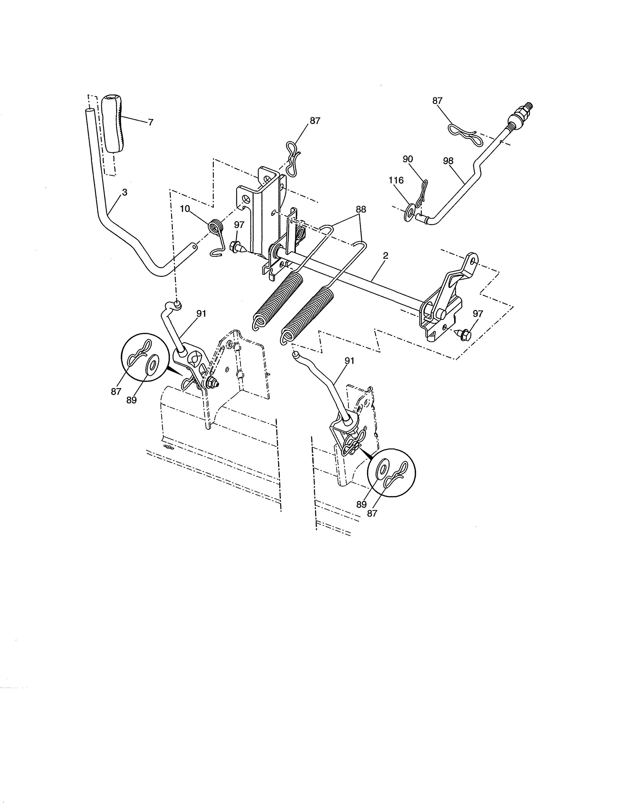 Lift Assembly Diagram and Parts List for 917204081  Craftsman Lawn Tractor
