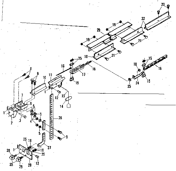 Rail Assembly Diagram and Parts List for 139655520  Craftsman Garage Door Opener