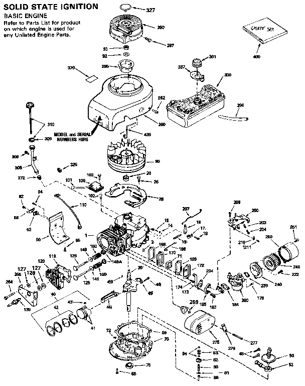 Replacement Parts Diagram and Parts List for 143436162  Craftsman Engine