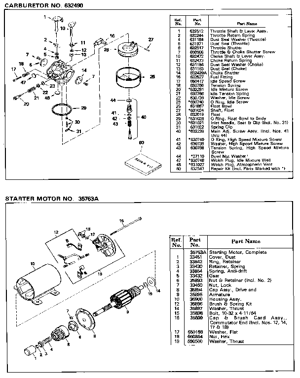 Carburetor Diagram and Parts List for 143426112  Craftsman Engine