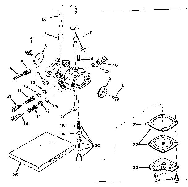 Carburetor Diagram and Parts List for 143614082  Craftsman Engine