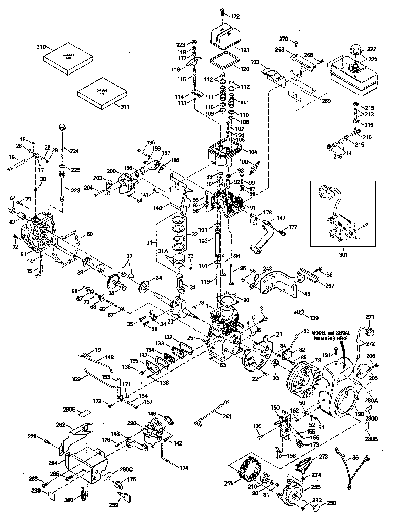 Replacement Parts Diagram and Parts List for 143806062  Craftsman Engine