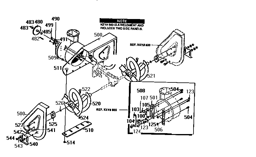Auger Housing Assembly Diagram and Parts List for 536886390  Craftsman Snow Blower