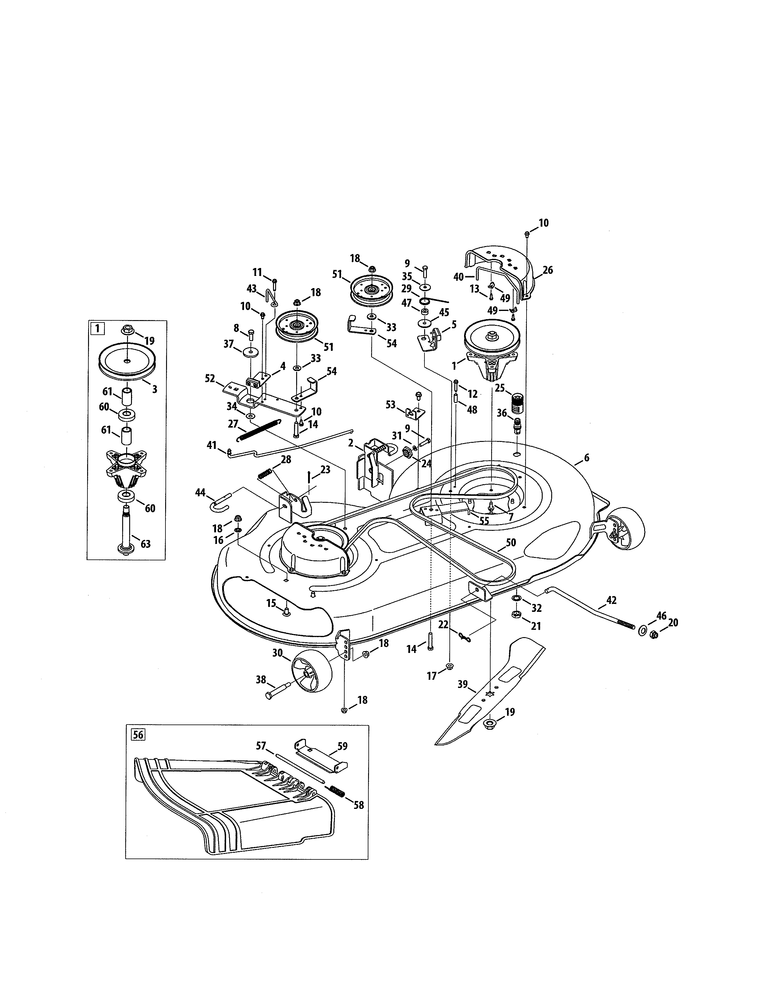 Deck Diagram and Parts List for 247288850  Craftsman Lawn Tractor