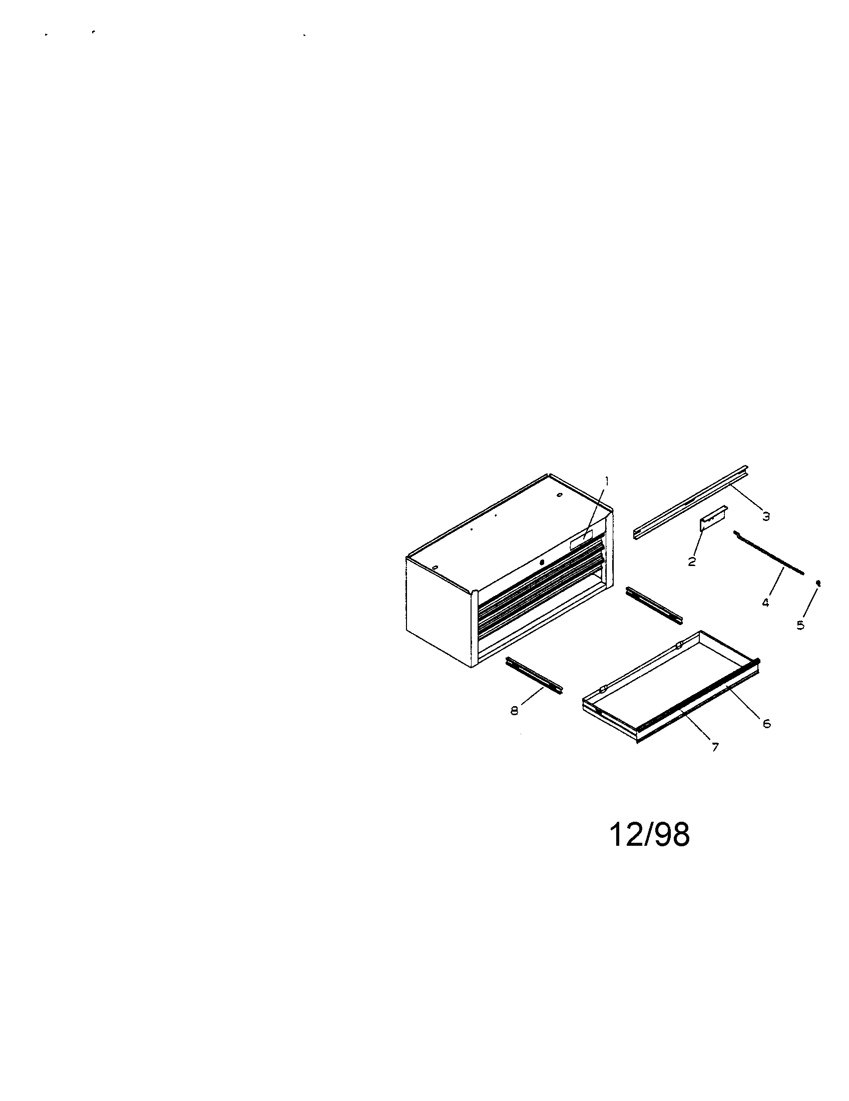 4-drawer Intermediate Chest Diagram and Parts List for 706659500  Craftsman Tool Stand & Cart
