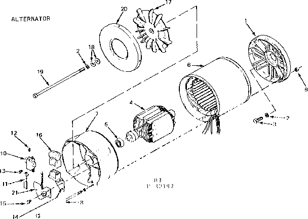 Alternator Diagram and Parts List for 58032187  Craftsman Engine