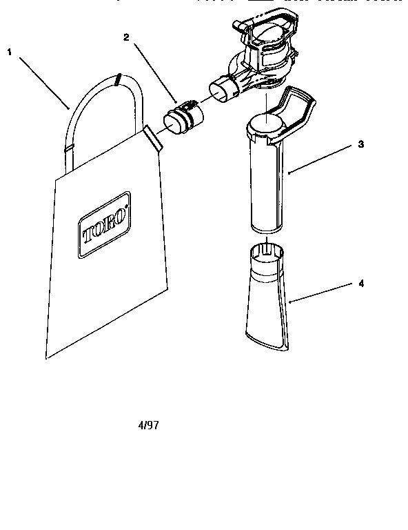 Vacuum Tube And Bag Assembly Diagram and Parts List for 13674036  Craftsman Leaf Blower / Vacuum