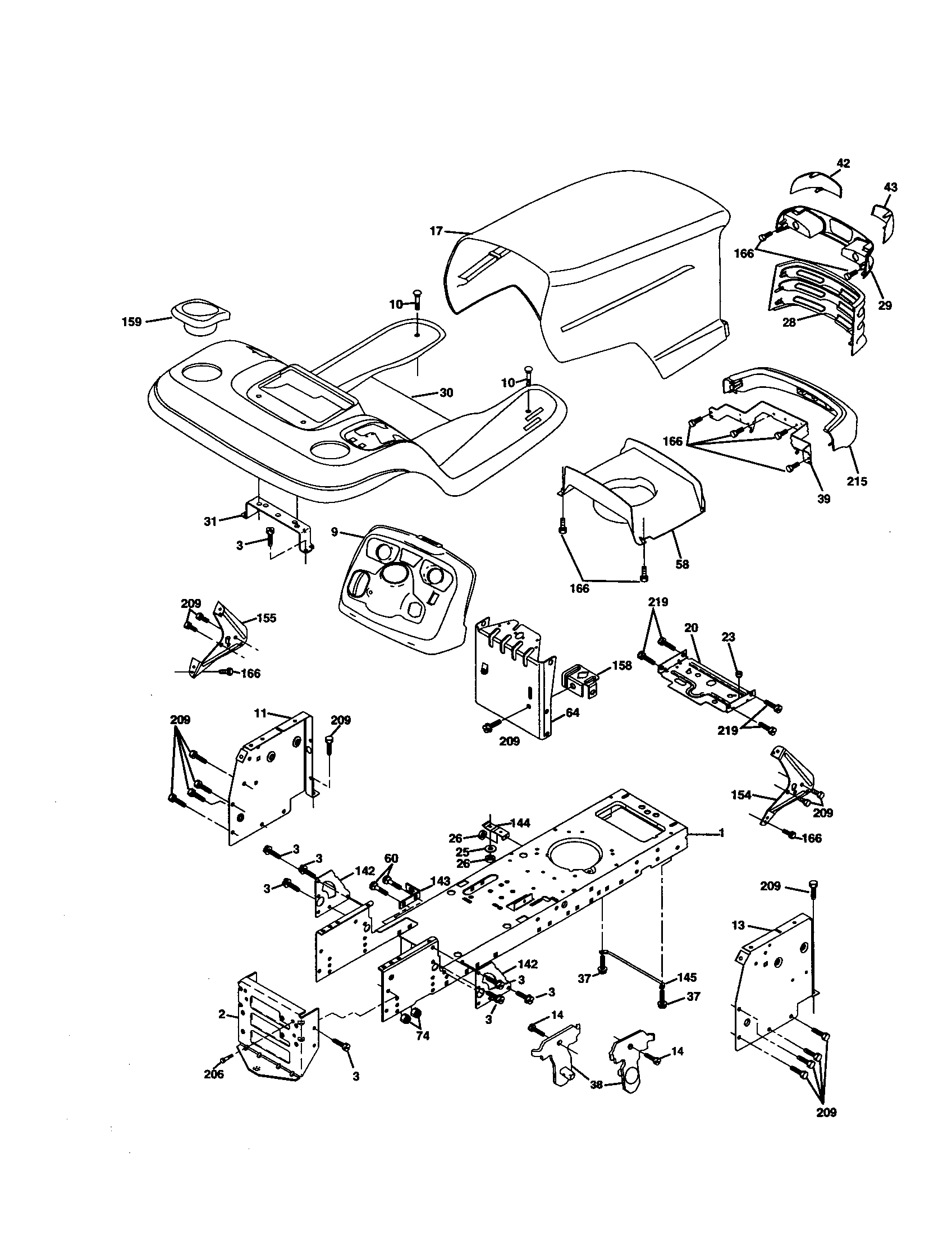 Chassis And Enclosures Diagram and Parts List for 917277080  Craftsman Lawn Tractor