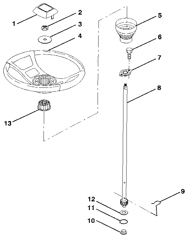 Steering Wheel Diagram and Parts List for 917256930  Craftsman Lawn Tractor