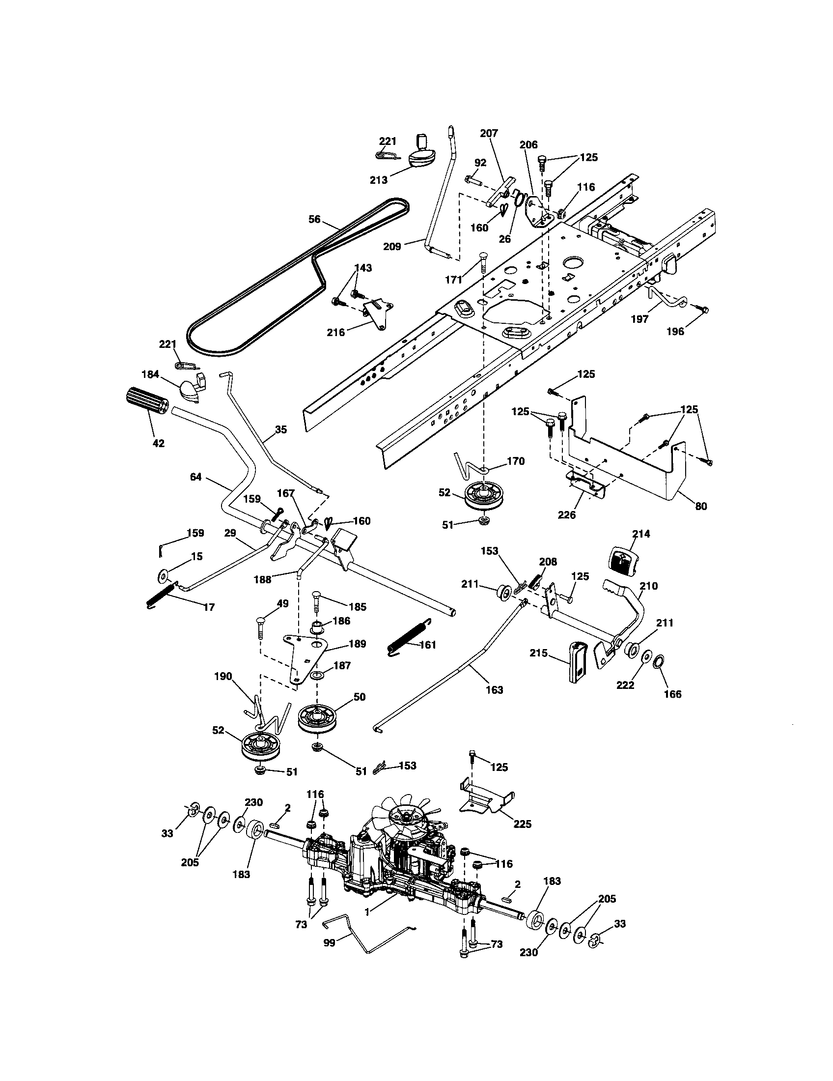 Ground Drive Diagram and Parts List for 917288701  Craftsman Lawn Tractor