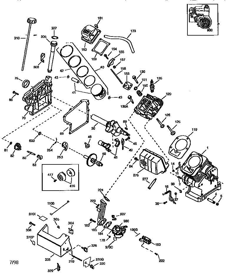 Engine - 143.996503 Diagram and Parts List for 143996503  Craftsman Engine