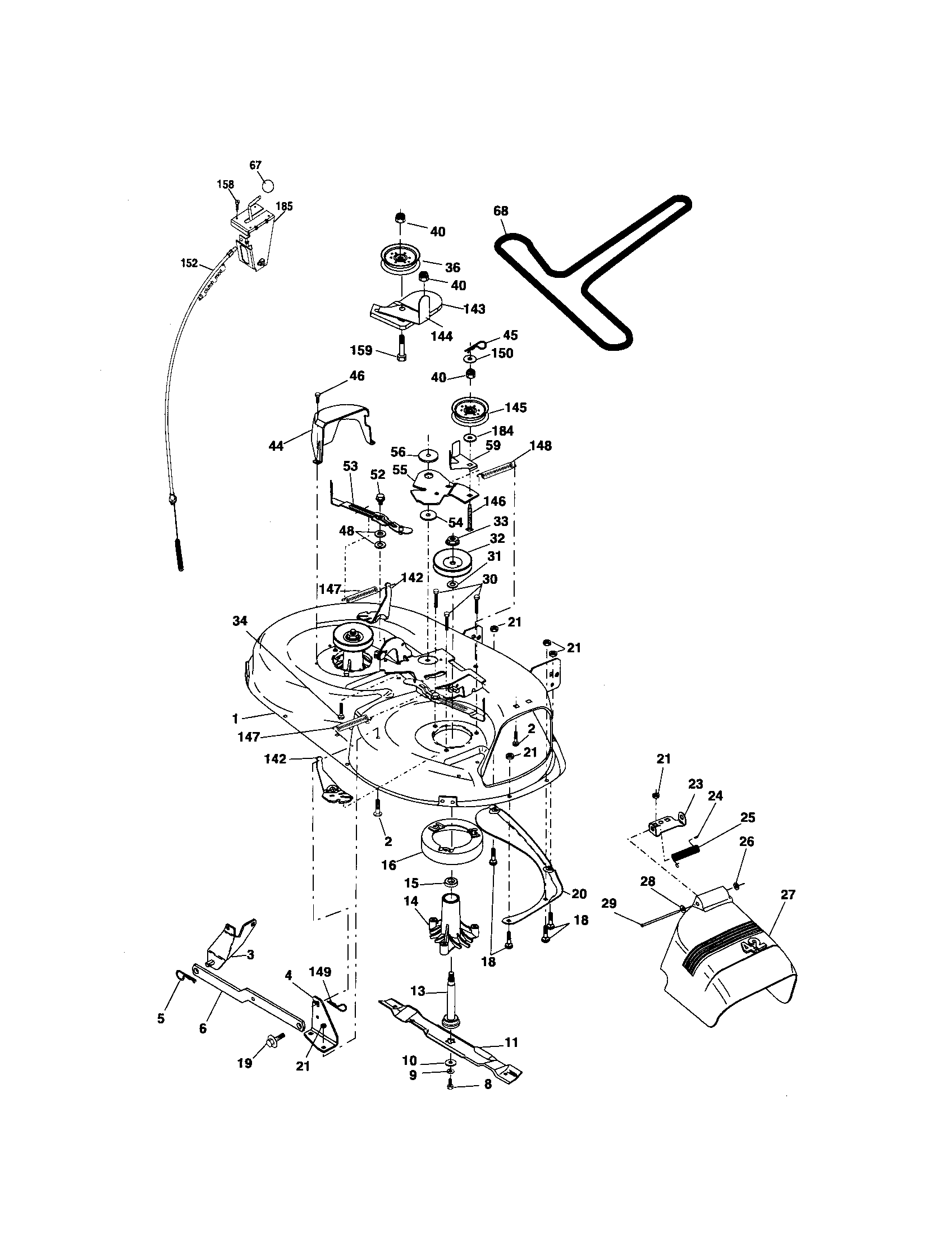 Mower Deck Diagram and Parts List for 917276391  Craftsman Lawn Tractor