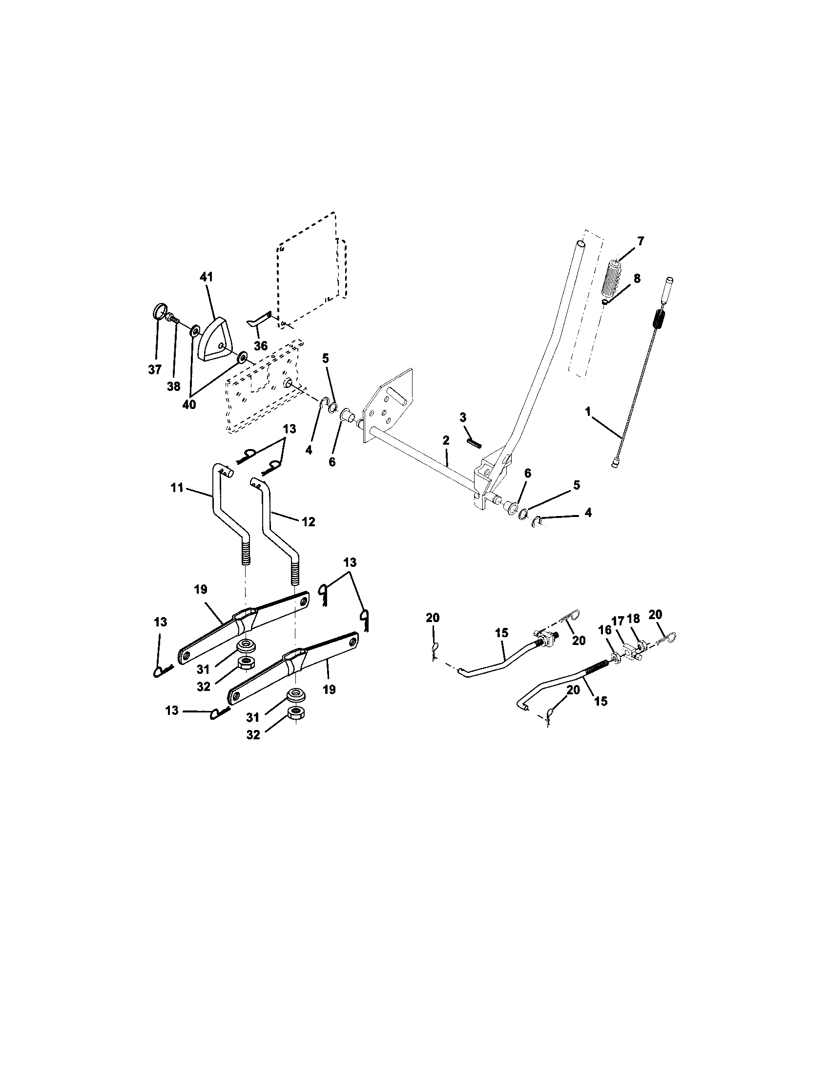 Lift Assembly Diagram and Parts List for 917272430  Craftsman Lawn Tractor