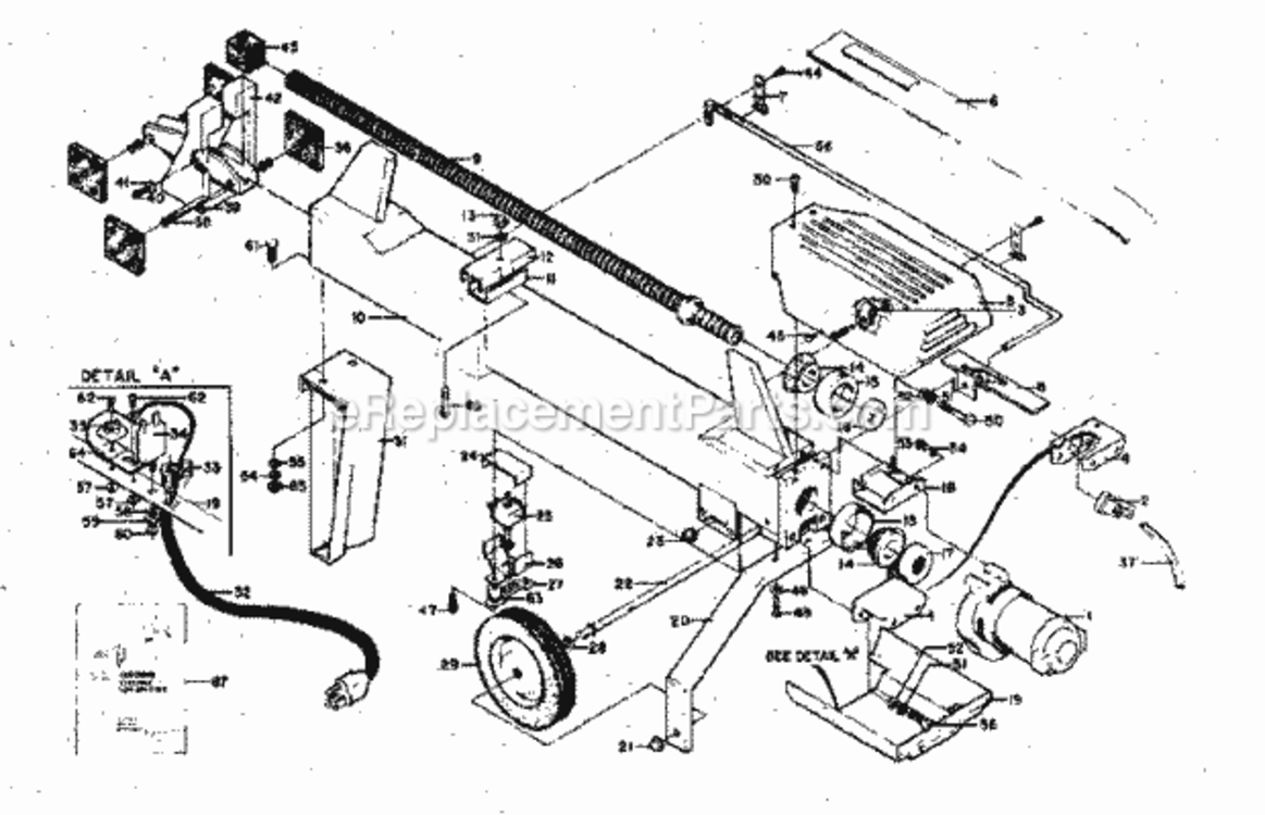 Page A Diagram and Parts List for 833286500  Craftsman Log Splitter