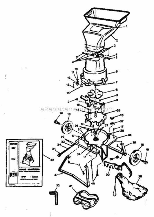 Page A Diagram and Parts List for 833796881  Craftsman Chipper Shredder