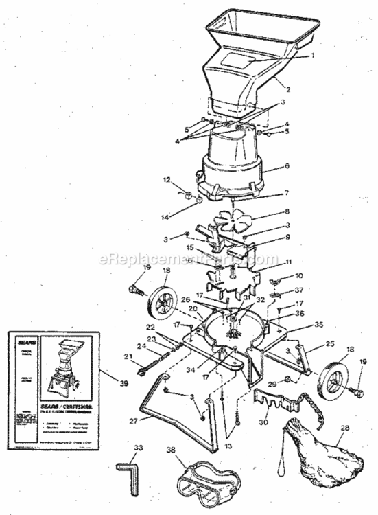 Page A Diagram and Parts List for 833796883  Craftsman Chipper Shredder