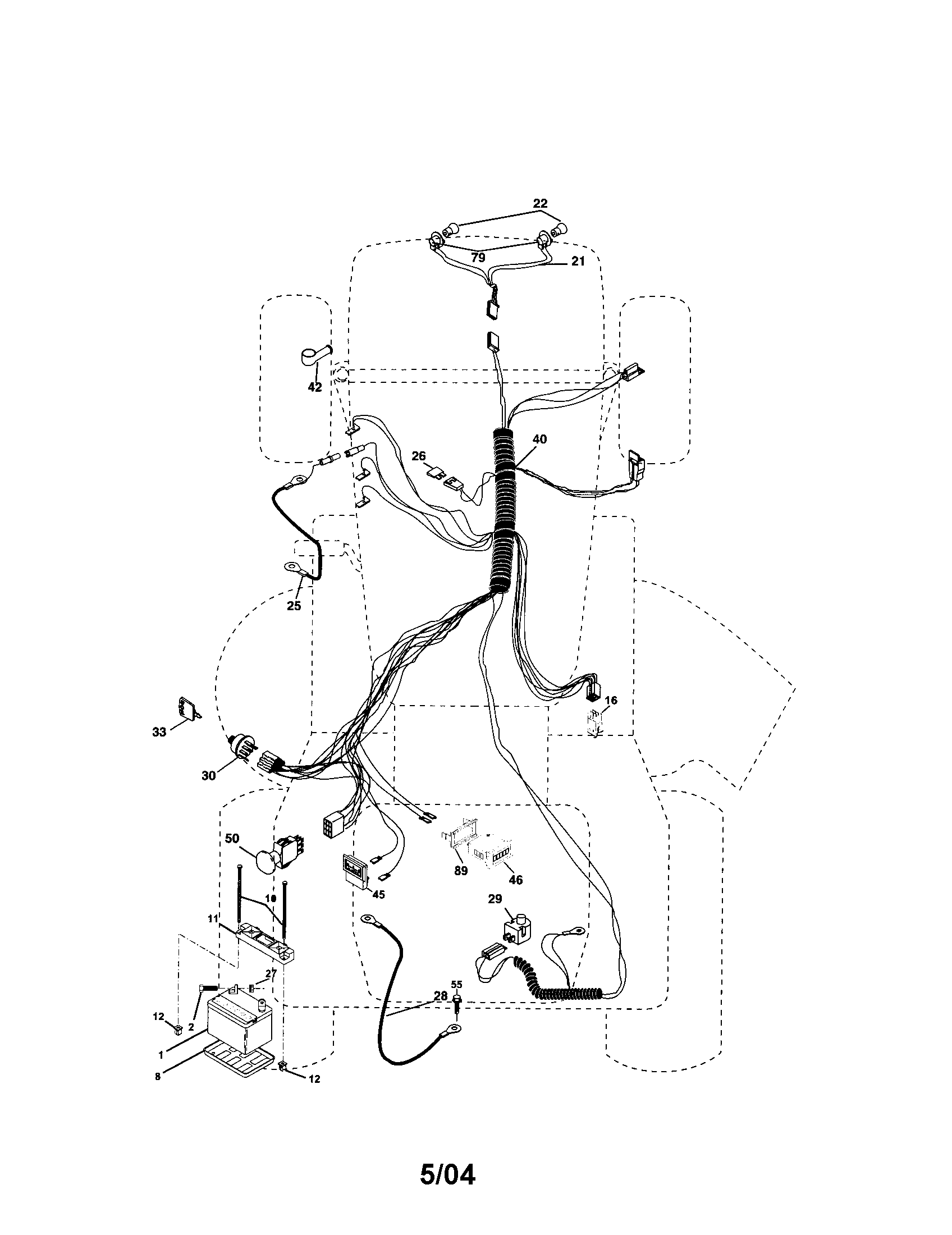Electrical Diagram and Parts List for 917273664  Craftsman Lawn Tractor