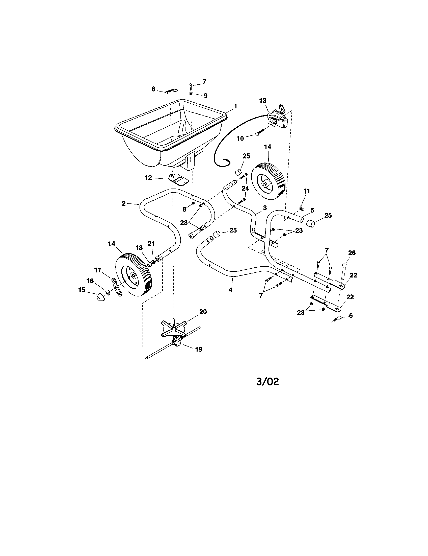 Spreader Diagram and Parts List for 48624322  Craftsman Lawn Tractor
