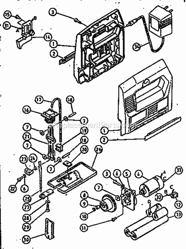 Assembly Diagram Diagram and Parts List for 836111620  Craftsman Jig Saw