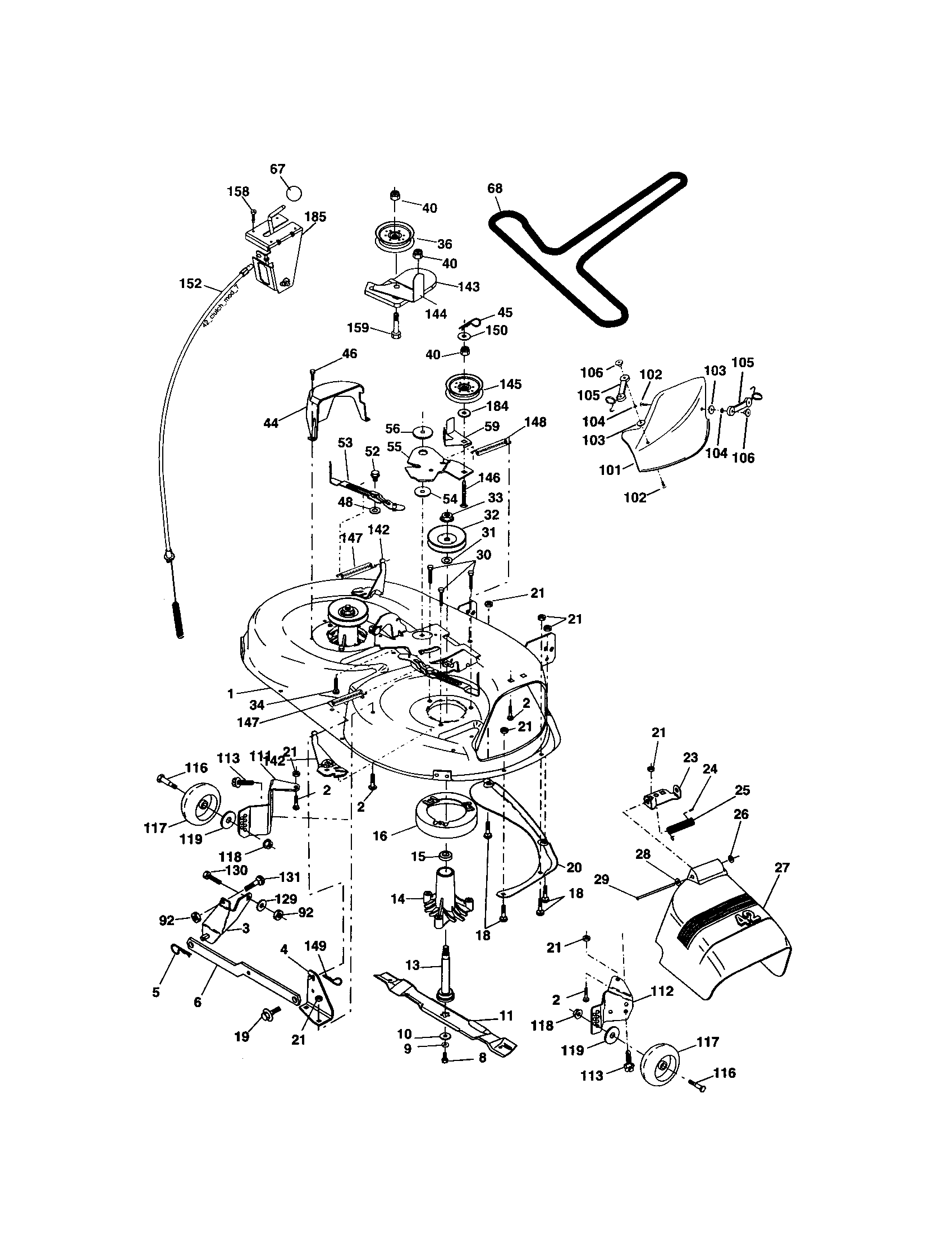 Mower Deck Diagram and Parts List for 917273757  Craftsman Lawn Tractor