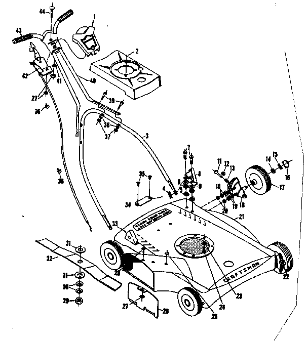 Replacement Parts Diagram and Parts List for 13191210  Craftsman Lawn Mower