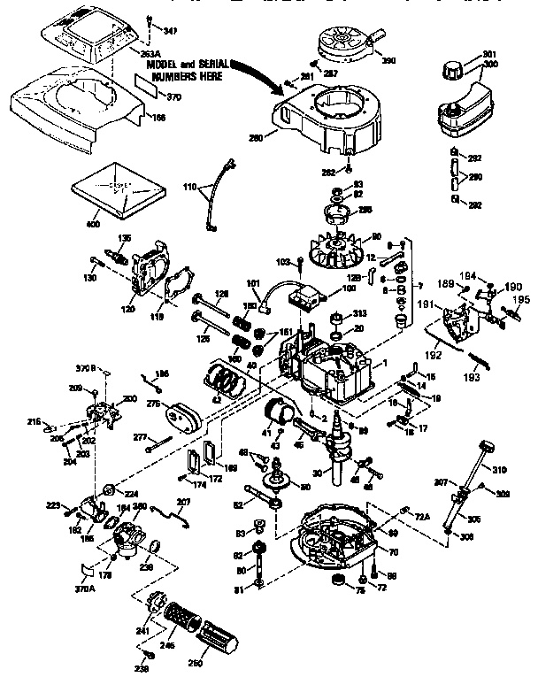 Replacement Parts Diagram and Parts List for 143944032  Craftsman Engine