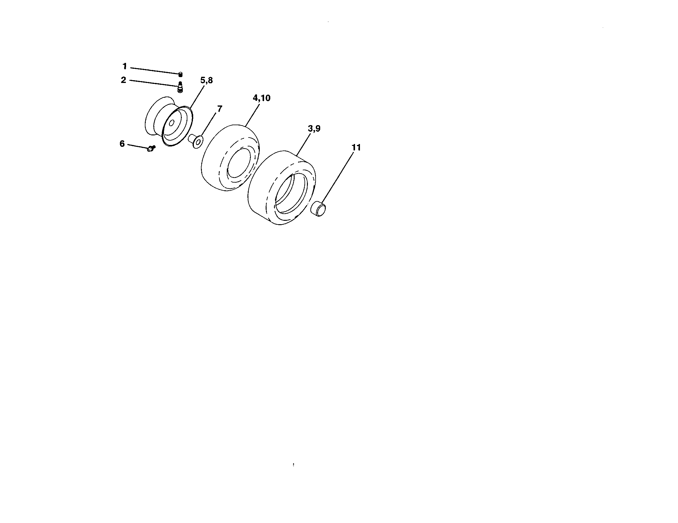 Wheels And Tires Diagram and Parts List for 917250440  Craftsman Lawn Tractor