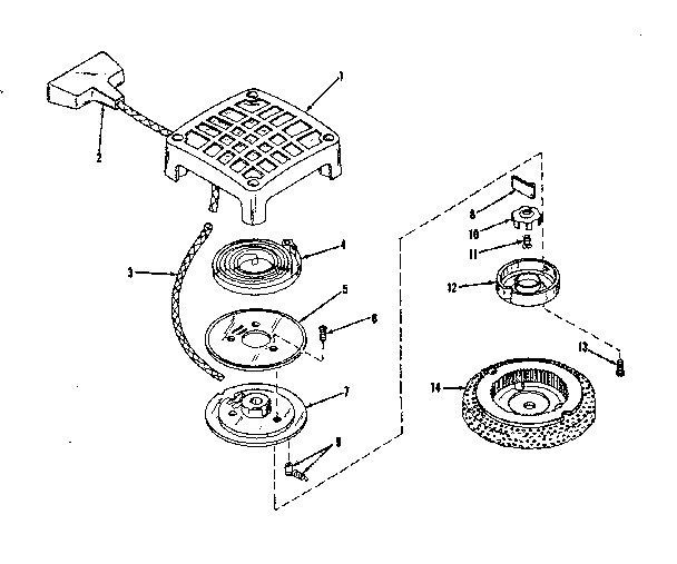 Rewind Starter No. 29415 Diagram and Parts List for 14325251  Craftsman Engine