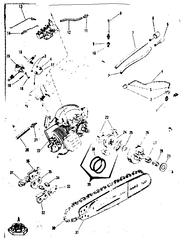 Engine Diagram and Parts List for 91762808  Craftsman Chainsaw
