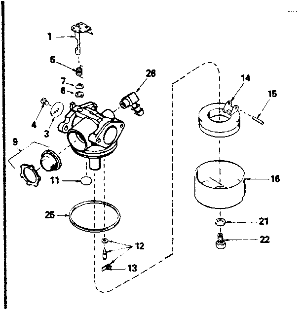 Carburetor Diagram and Parts List for 143381012  Craftsman Engine