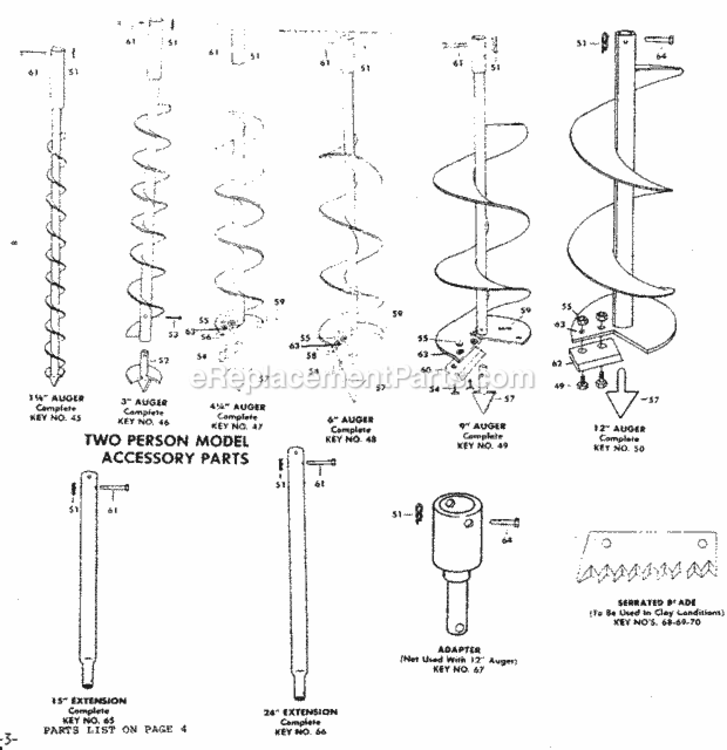 Page B Diagram and Parts List for 84172026  Craftsman Auger