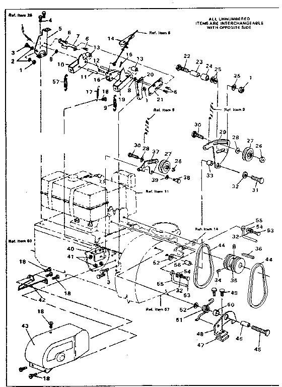 Selector/impeller And Auger Diagram and Parts List for 8874  Craftsman Snow Blower