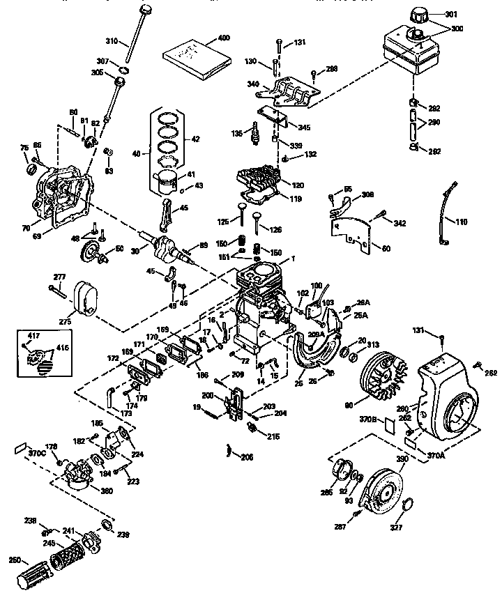 Replacement Parts Diagram and Parts List for 143953505  Craftsman Engine