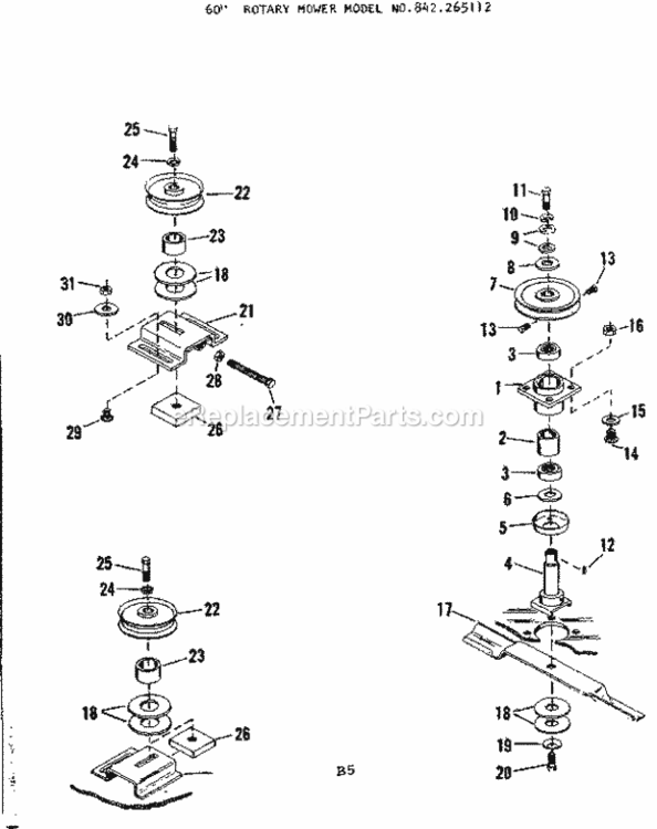 Page B Diagram and Parts List for 842265112  Craftsman Lawn Tractor
