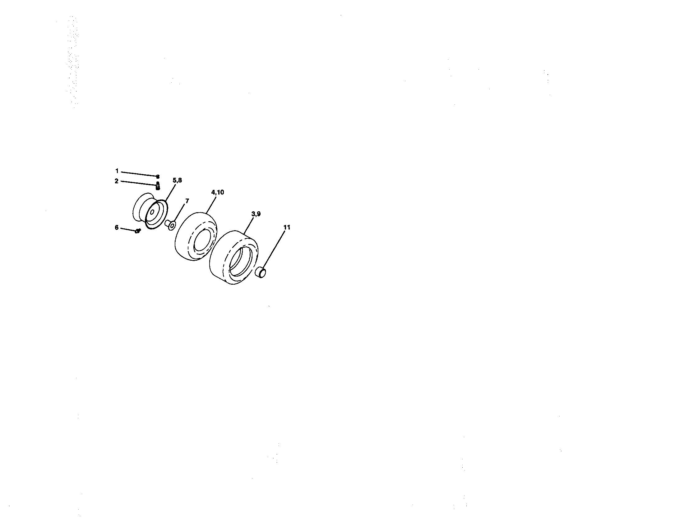 Wheels And Tires Diagram and Parts List for 917270681  Craftsman Lawn Tractor