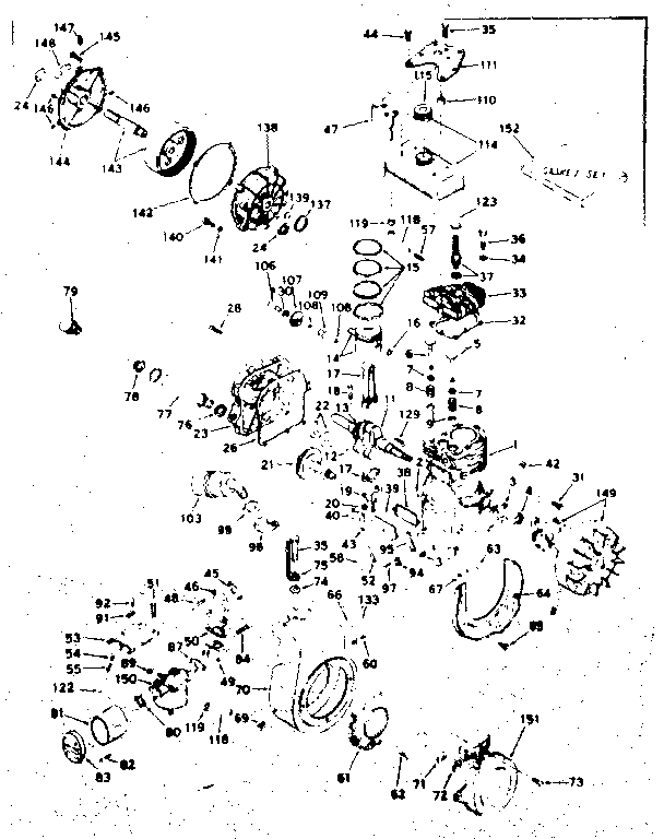 Basic Engine Diagram and Parts List for 143581092  Craftsman Engine