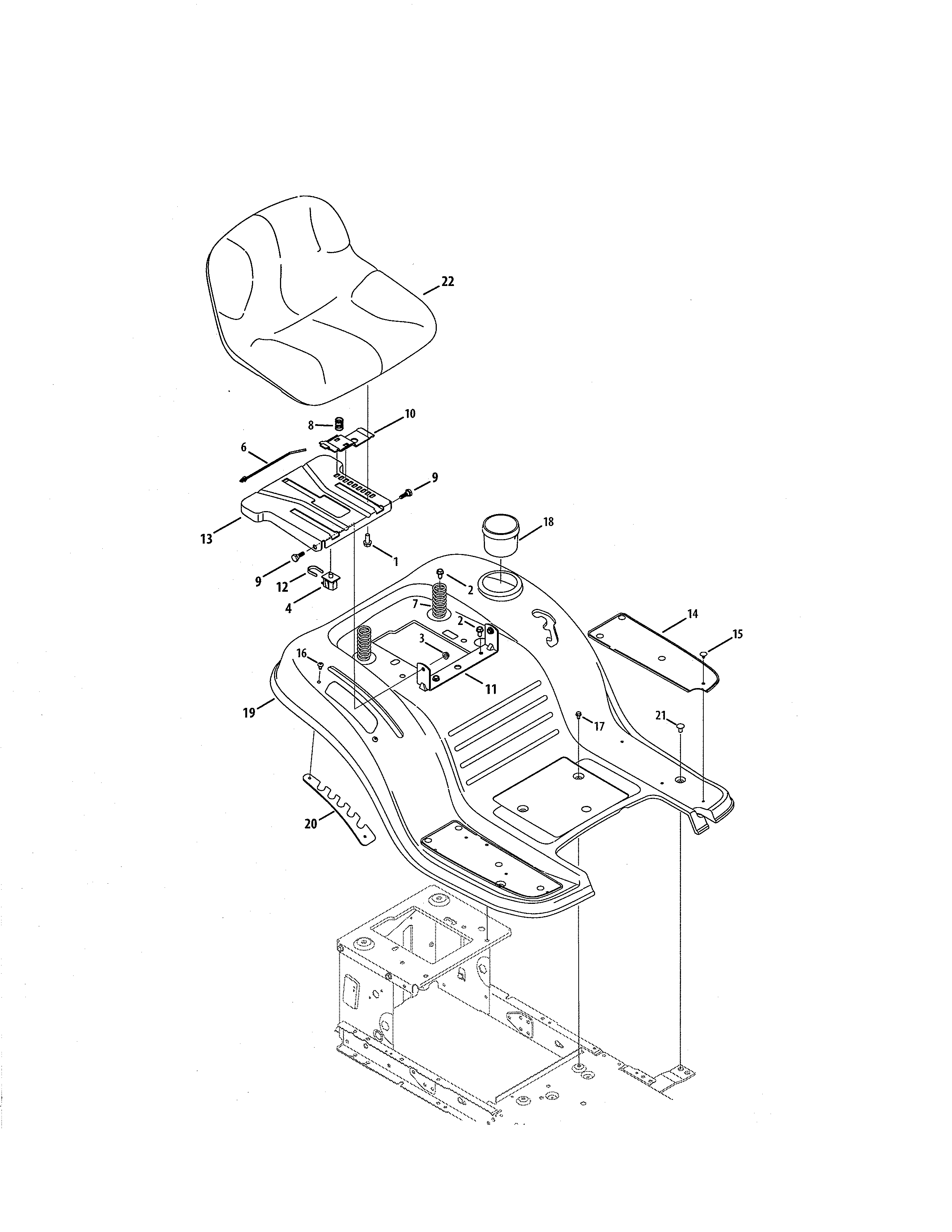 Seat & Fender Diagram and Parts List for 247288840  Craftsman Lawn Tractor