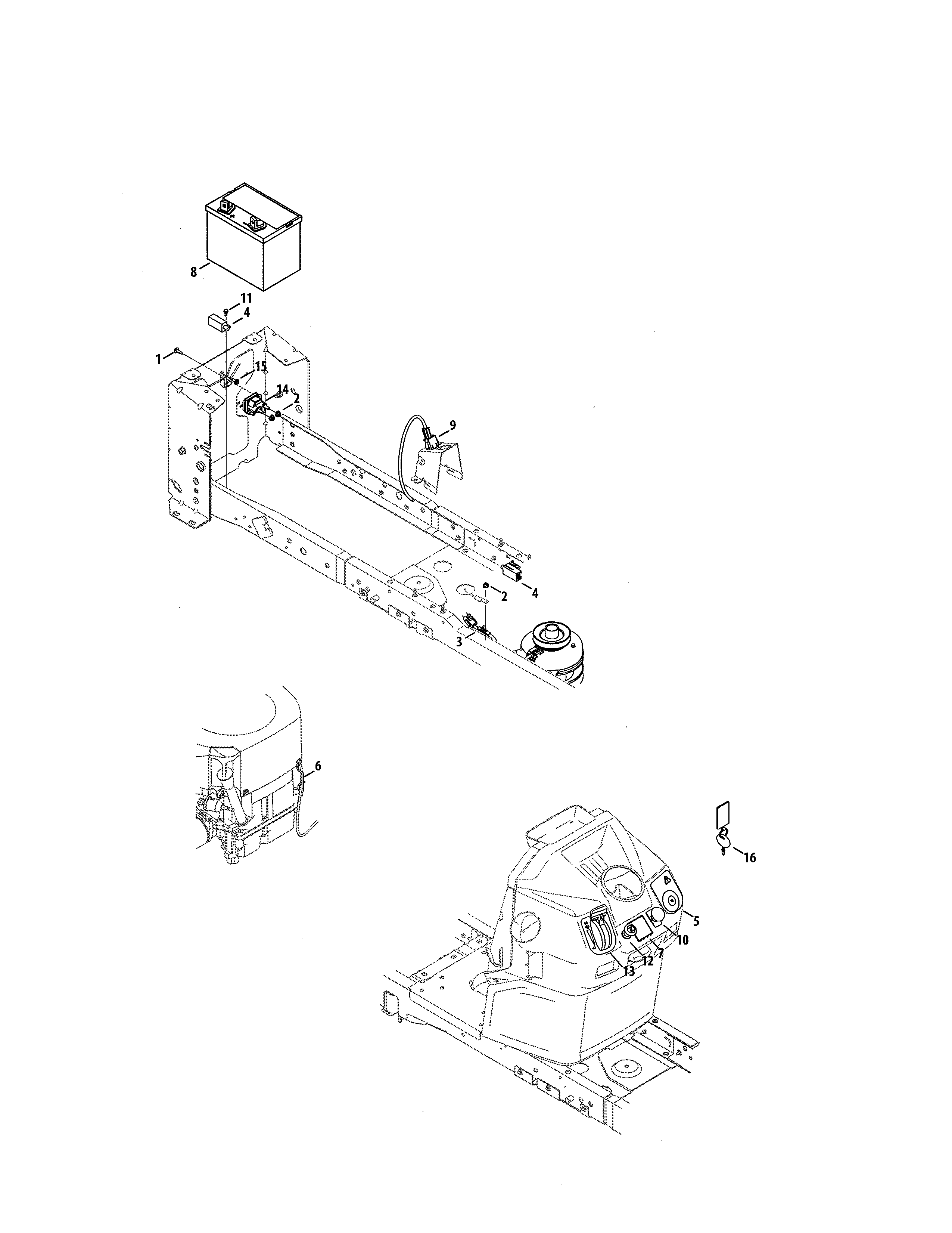 Battery/dash Harness Diagram and Parts List for 247204450  Craftsman Lawn Tractor