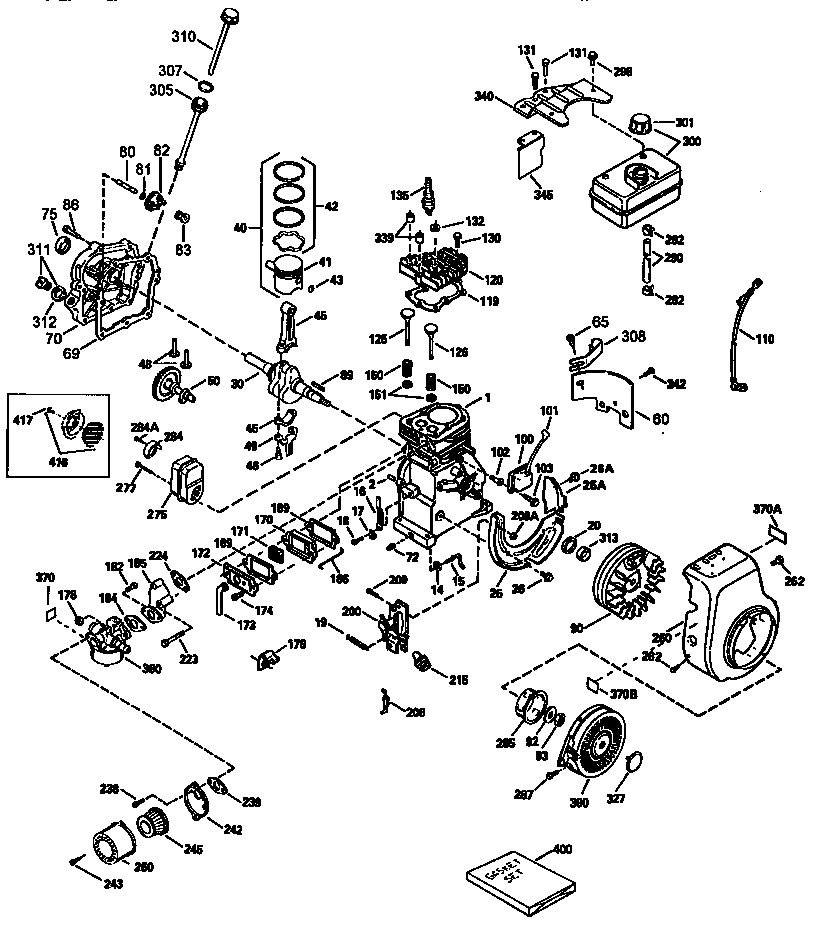 Replacement Parts Diagram and Parts List for 143953003  Craftsman Engine