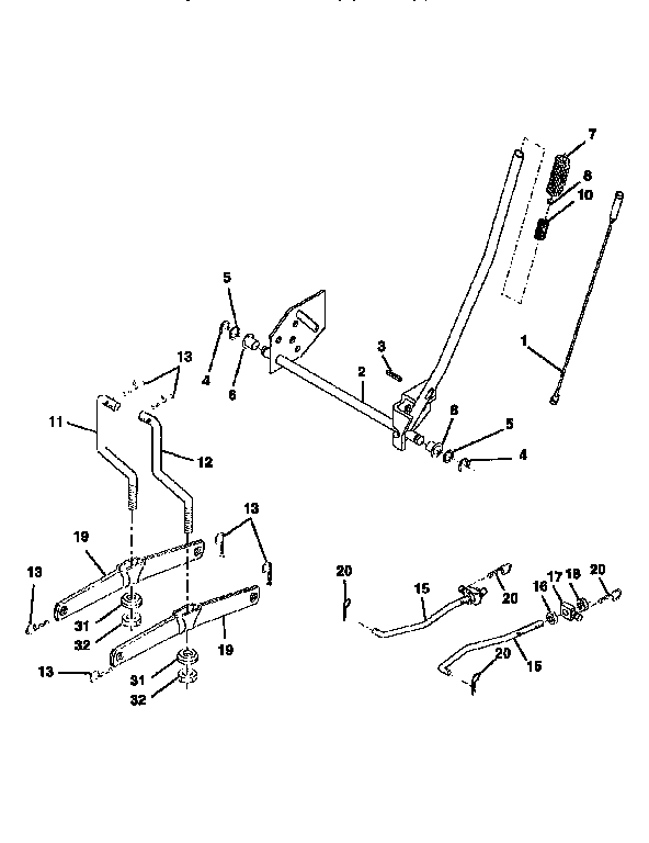 Lift Diagram and Parts List for 917256460  Craftsman Lawn Tractor