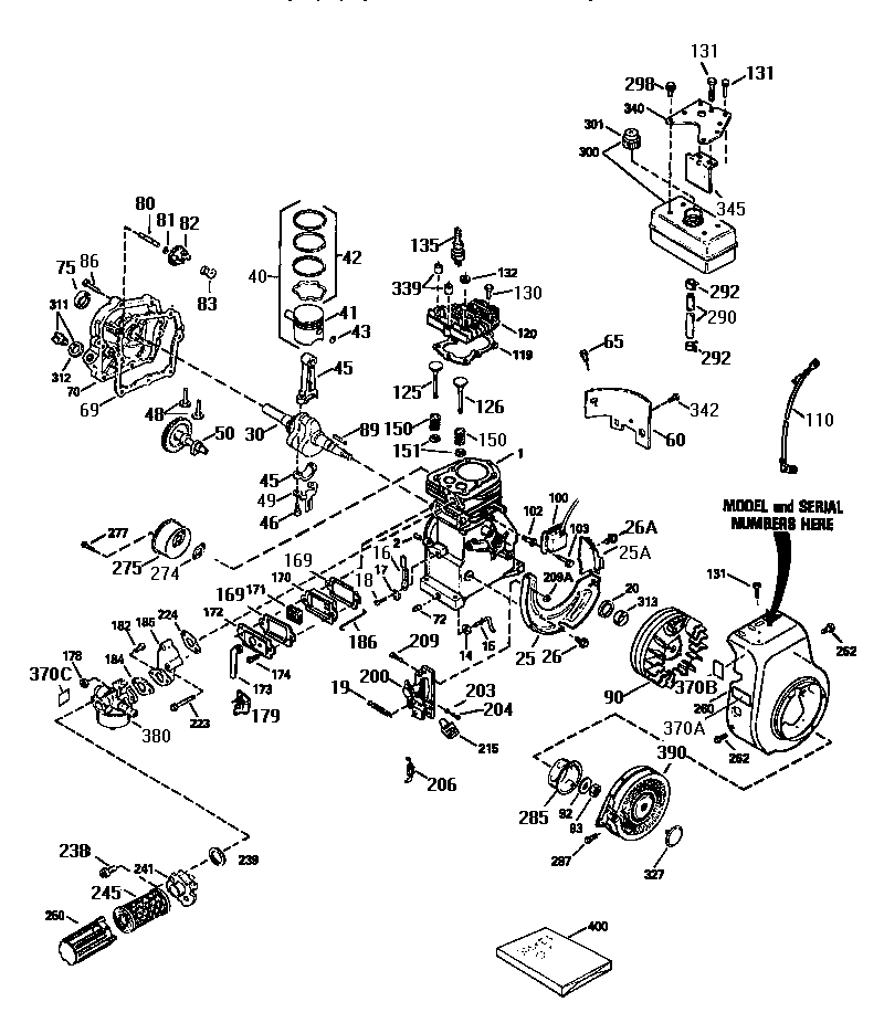 Replacement Parts Diagram and Parts List for 143953007  Craftsman Engine