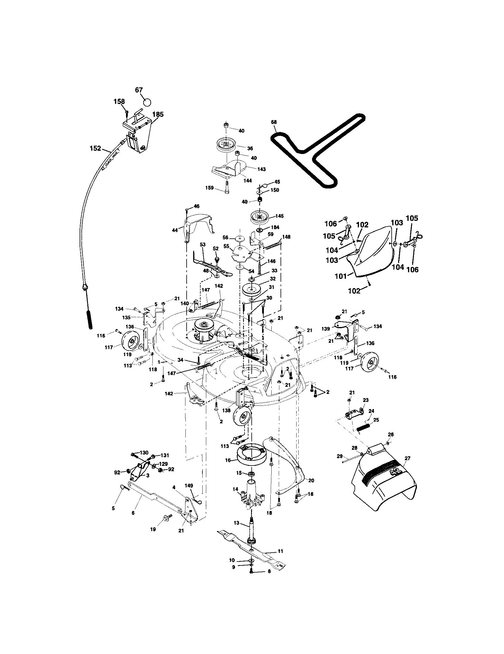 Mower Deck Diagram and Parts List for 917273850  Craftsman Lawn Tractor